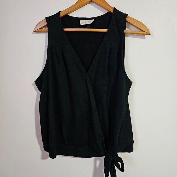 EUC UNIVERSAL THREAD GOODS BLACK SURPLICE TANK TOP SLEEVELESS SIZE LARGE - Picture 1 of 11